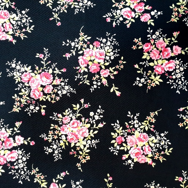 Floral Poplin Design 19 BLACK